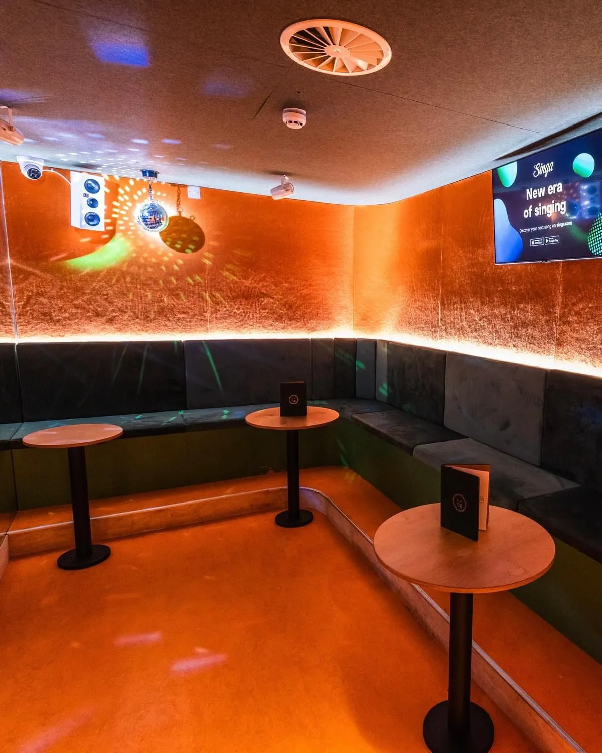 bar with orange lighting