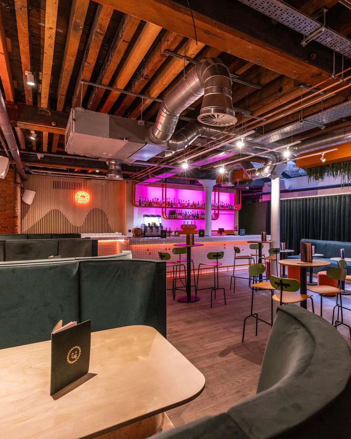 bar with flourescent lighting