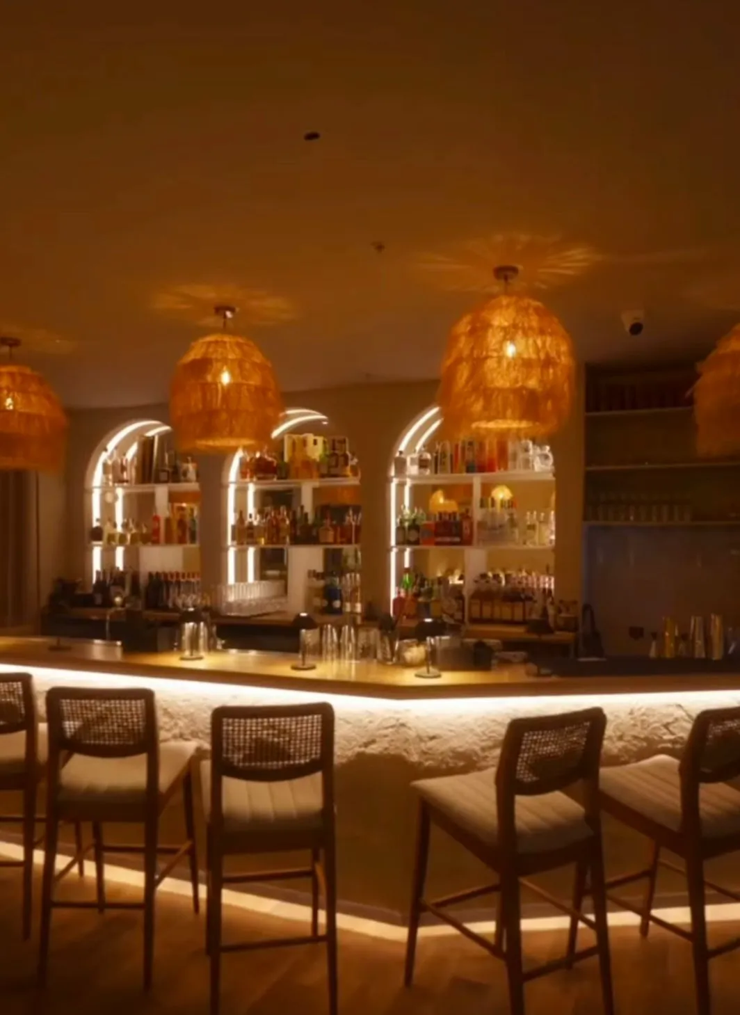 new lighting in the bar